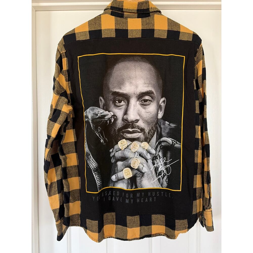 Kobe Bryan Upcycled Flannel Shirt Unisex Size Large L